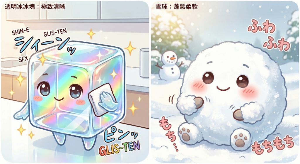 單晶鑽石與多晶鑽石結構差異比喻:冰塊與雪球自銳性對照圖